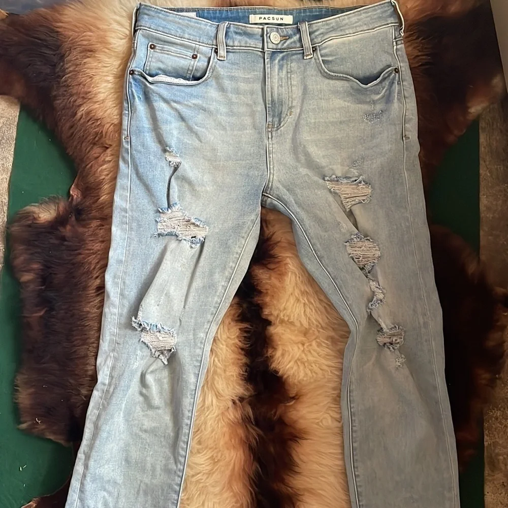 Pacsun Light‎ Wash Slim Taper Distressed Jeans